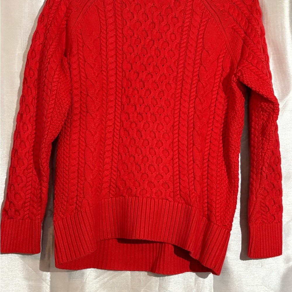 J. Crew Red Crew Neck Sweater Vibrant Knit Casual NWT Size Small